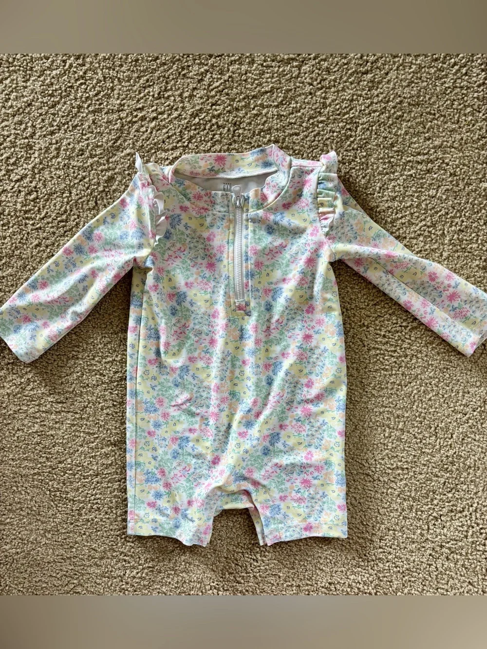 GAP Baby Floral Zip Rashguard Swimsuit- 12-18 months